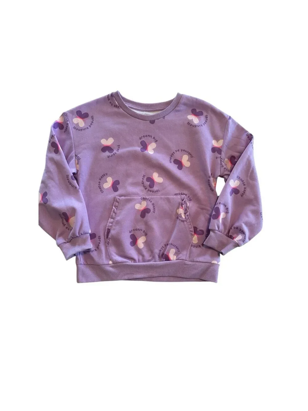 Garanimals Girls 7 Sweatshirt Purple Hippie Dream Big Butterfly Long Sleeve NWT